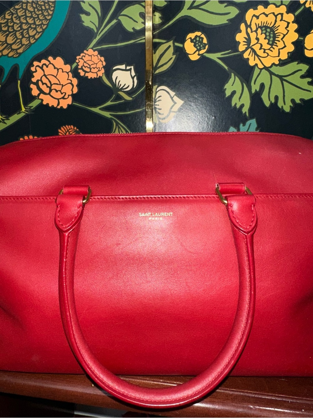 Saint Laurent Classic Duffle 6 Red Leather Crossbody Bag - Picture 8 of 17